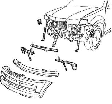 the scheme of fastening of the front bumper, Isuzu Axiom